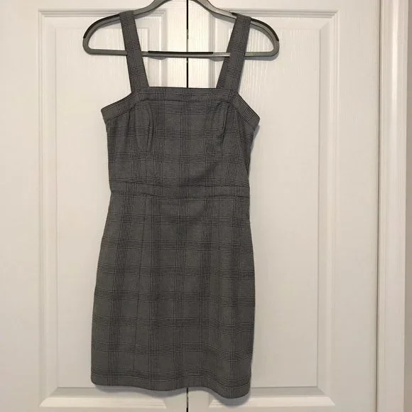 slim fit dress slacks Grey 1960s Button Plaid Pinafore Dress main image 0